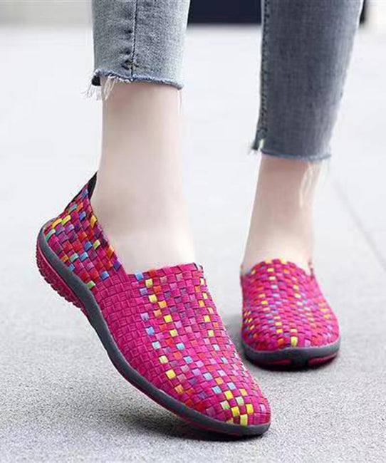 Knit Fabric Black Diy Soft Splicing Flats Shoes Soofairy Shoes-20251