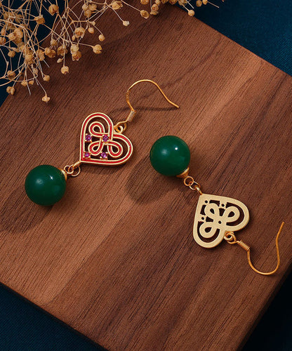 Green Love Gold Plated Drop Earrings