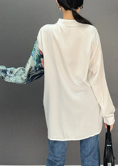 White Peter Pan Collar Chiffon Top Fall