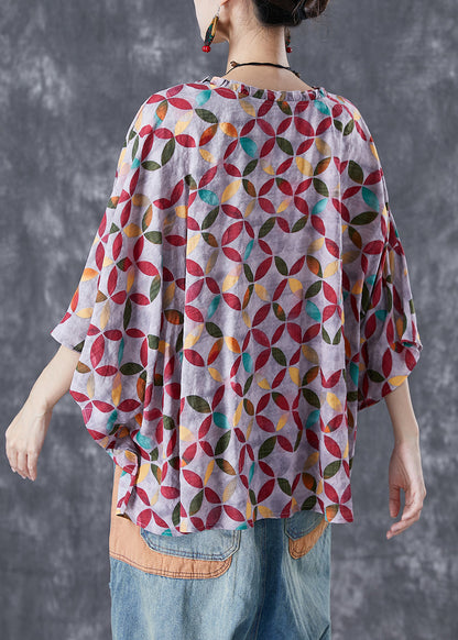 Red Oversized Print Low High Design Cotton Top Summer