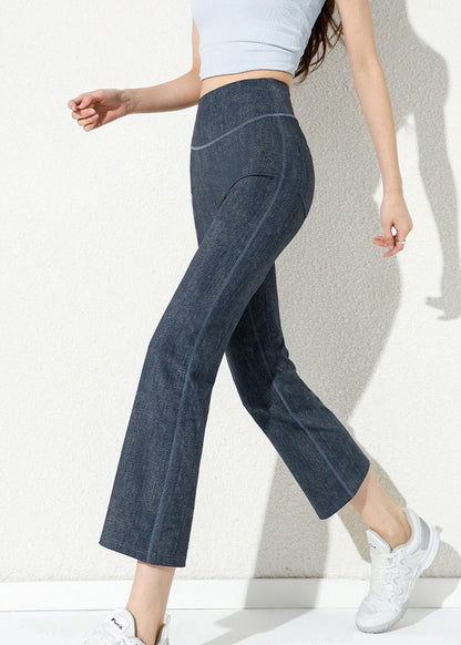 Silm Fit Blue Tummy Control Cotton Crop Pants Summer