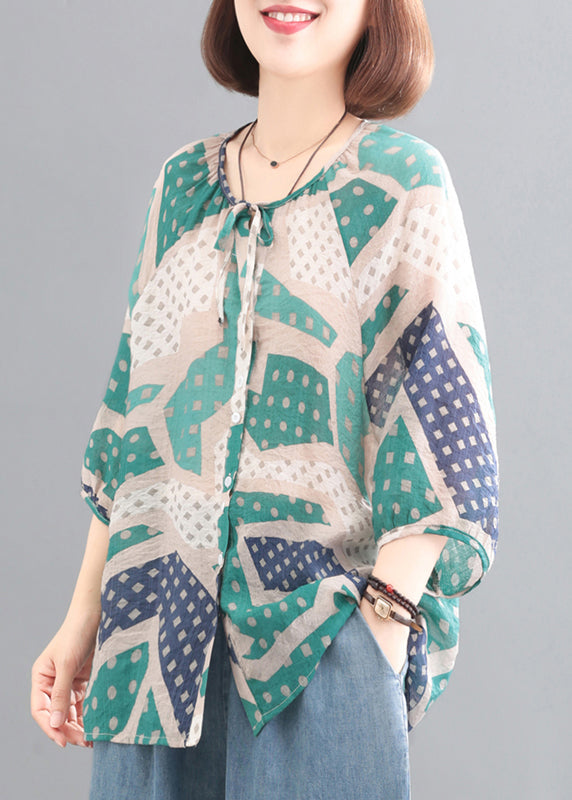 Green Print Button Shirt Bracelet Sleeve