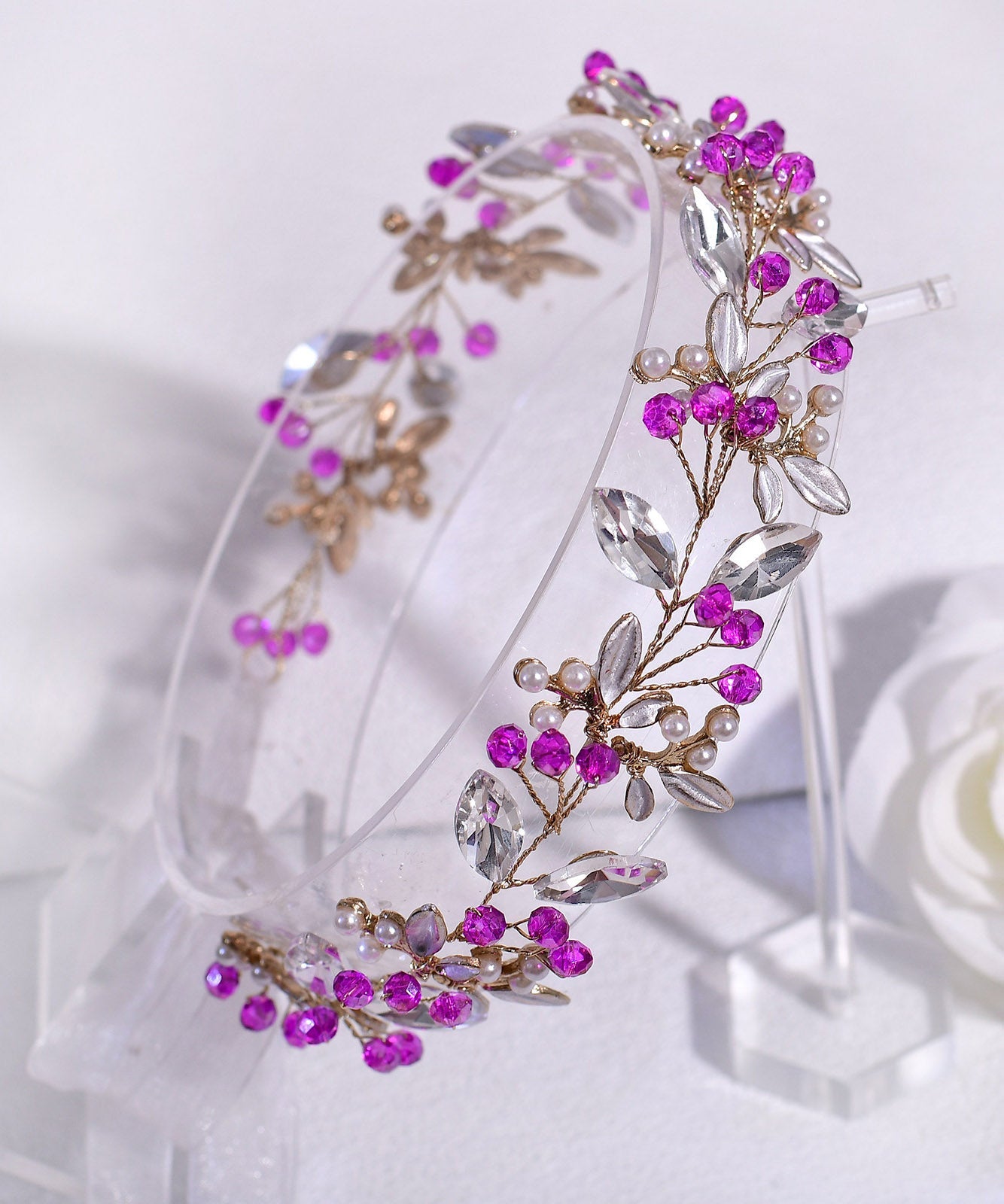 Original Design Rose Weave Zircon Flora Hairpiece
