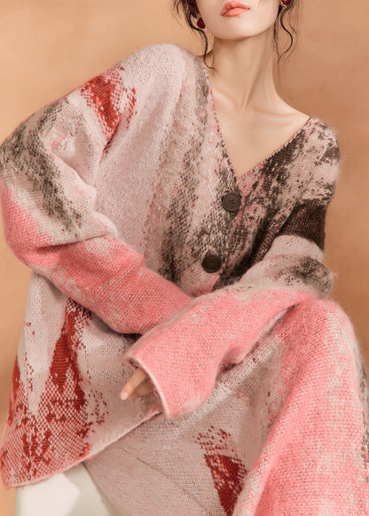 New Print Sweater Cardigan and Skirt Knitted Set for Autumn
