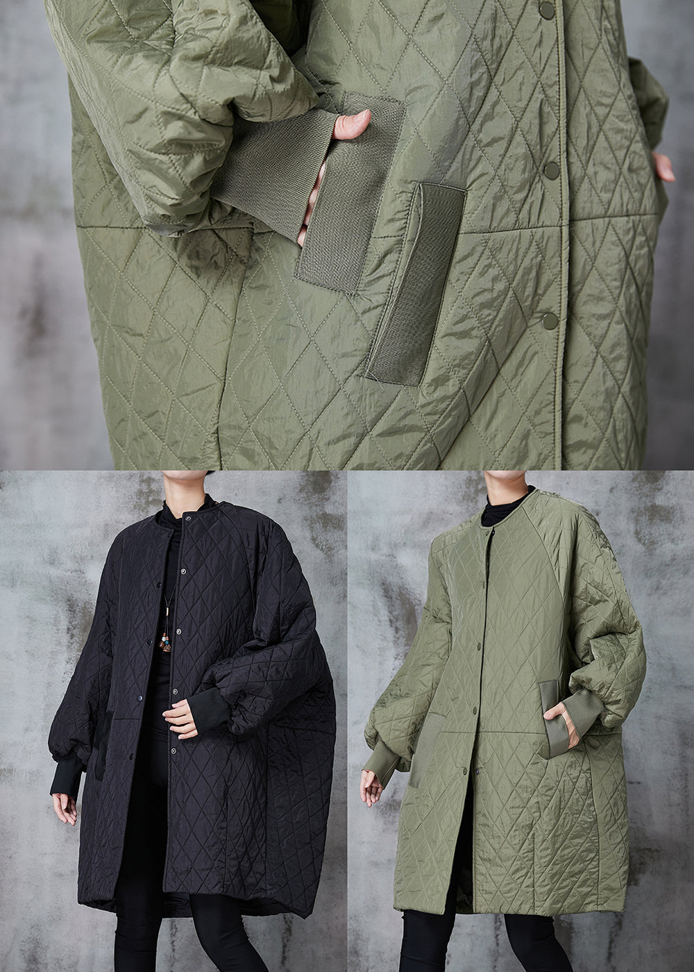 Boutique Black Oversized Patchwork Fine Cotton Filled Jacket in Winter