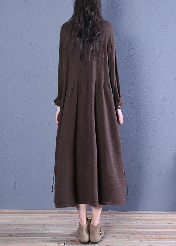 Chocolate Patchwork Knit Robe Dresses Spring