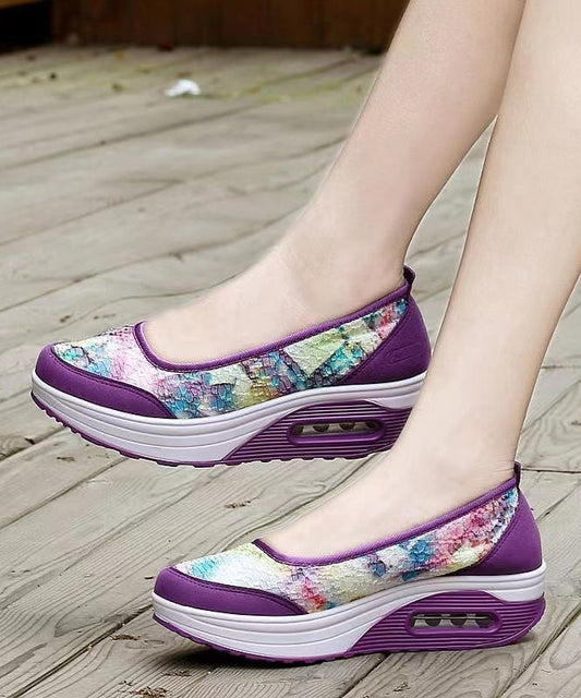 Splicing Platform Purple Breathable Mesh Soofairy Shoes-20251