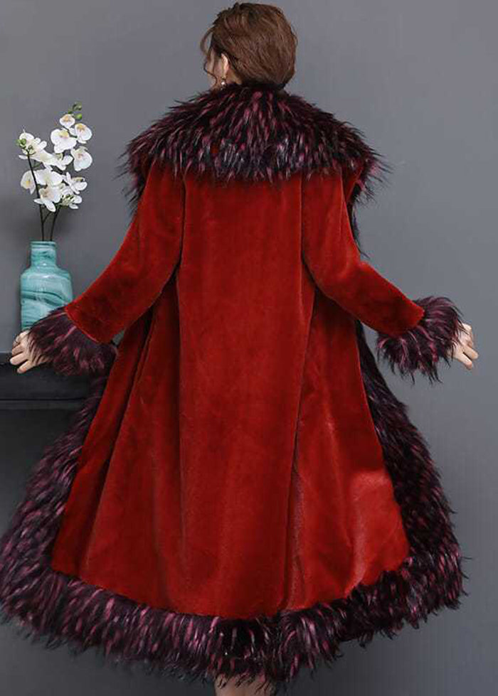 Mulberry Fur Collar Thick Faux Fur Jackets Winter