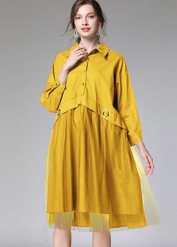 Yellow Patchwork Tulle Dress Fall