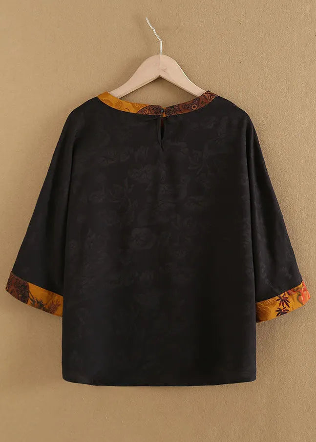 Yellow Asymmetrical Patchwork Fine Silk Top Bracelet Sleeve