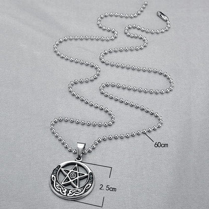 Pentacle Crescent Moon Witch Necklace