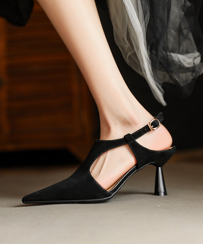 Green Sandals Stiletto Suede Splicing Buckle Strap