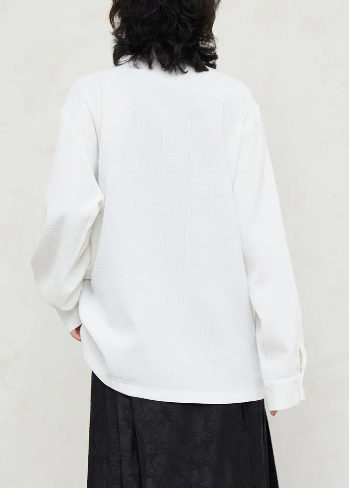 White Stand Collar Patchwork Shirts Fall