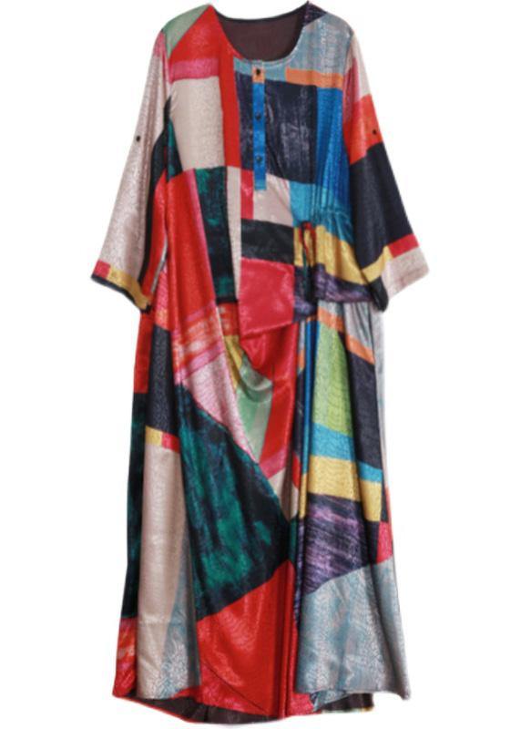 Silk Summer Dress Print a Line Dresses