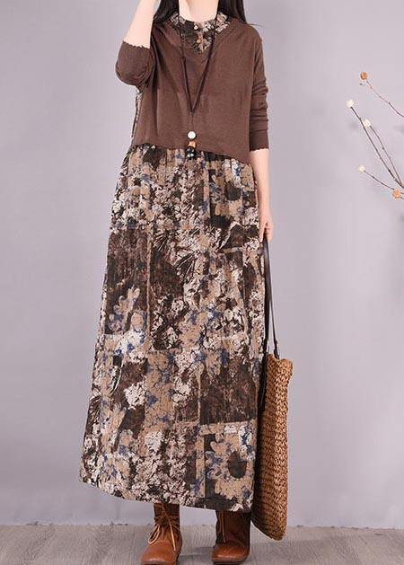 Modern Patchwork Spring Dresses Design Chocolate Print Dresses