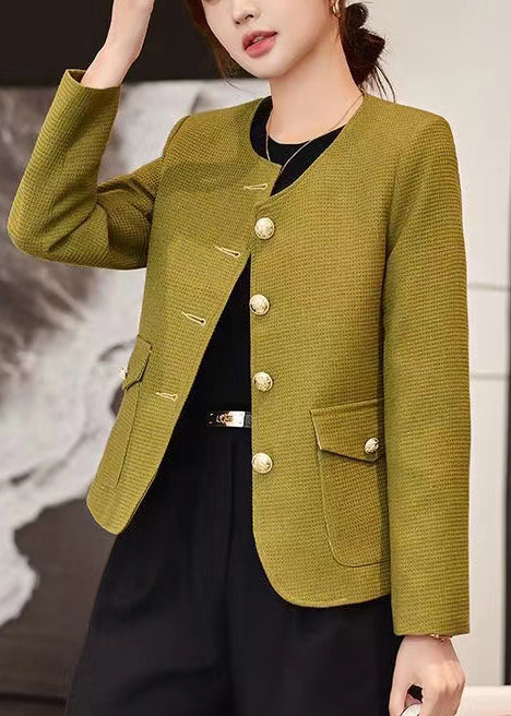 Formal Light Green Cotton Jackets Oversized Fall