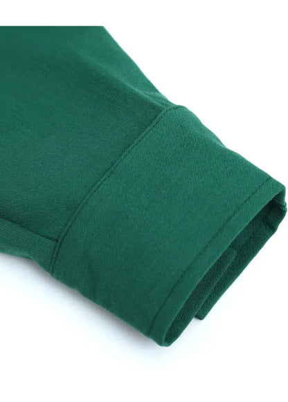 Blackish Green Peter Pan Collar Button Tops Long Sleeve