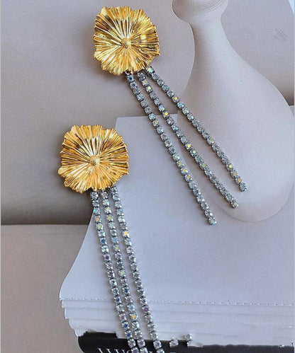 Stylish Golg Overgild Zircon Tassel Drop Earrings