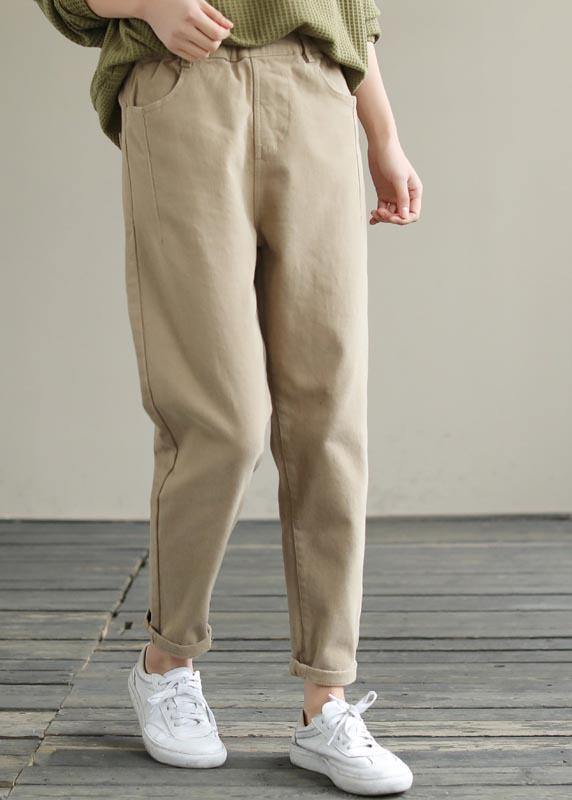 Unique Spring Chothes Clothing Khaki Elastic Waist Jeans