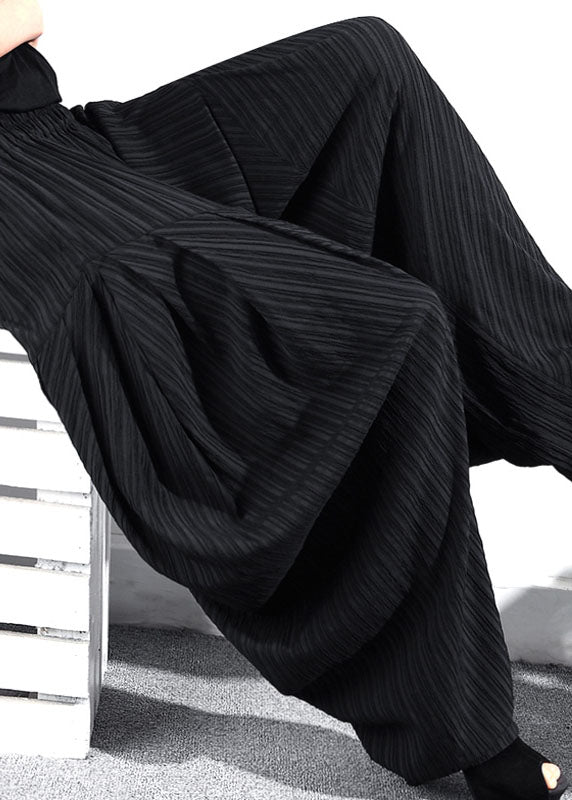 Grey Pockets Wrinkled Harem Spring Pants