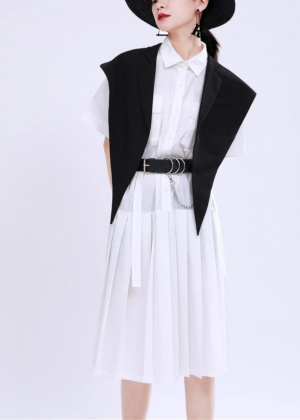 Summer Black Jacket With Collar and Shawl