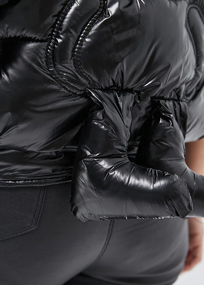 Black Hooded Fine Cotton Filled Vests Winter