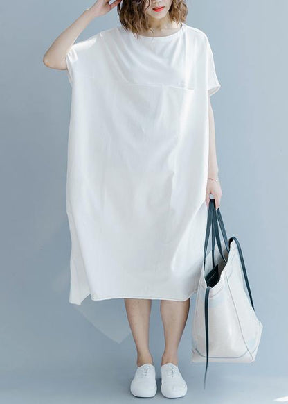 White O-neck Cotton Summer Maxi Dresses