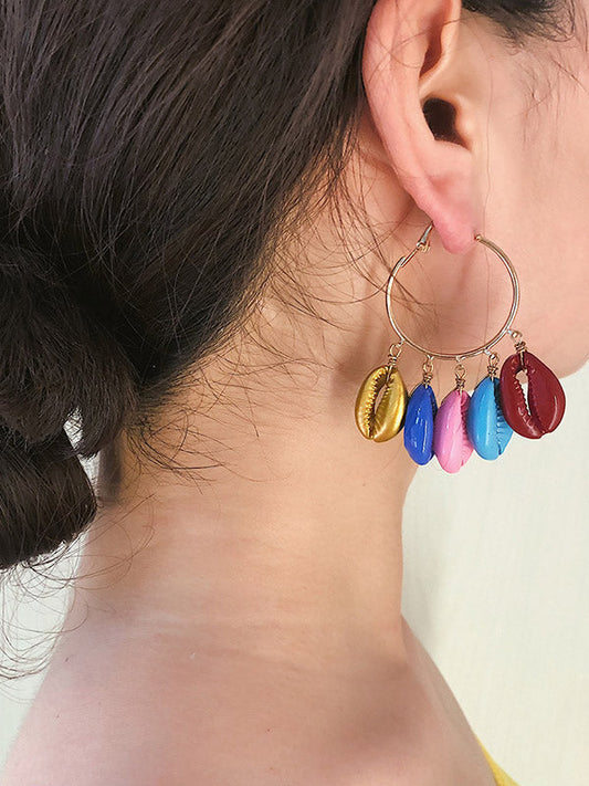Colorful Shell Circle Earrings