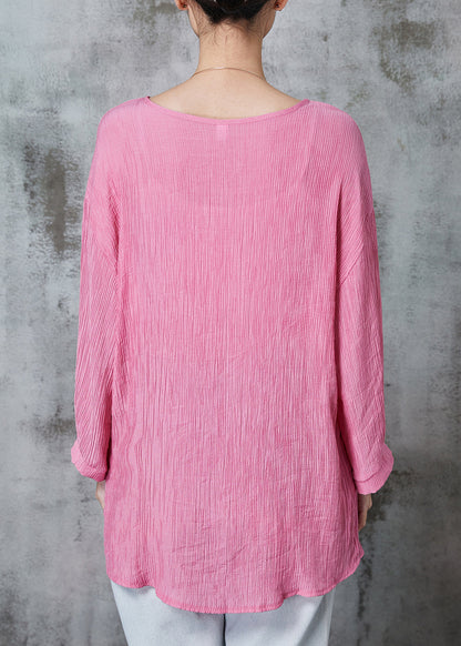Pink Oversized Double Breast Cotton Top Summer