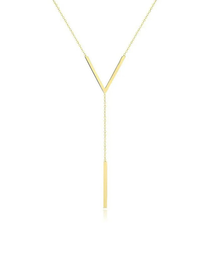 New V-shaped Long Clavicle Gold Colour Chain Neckla