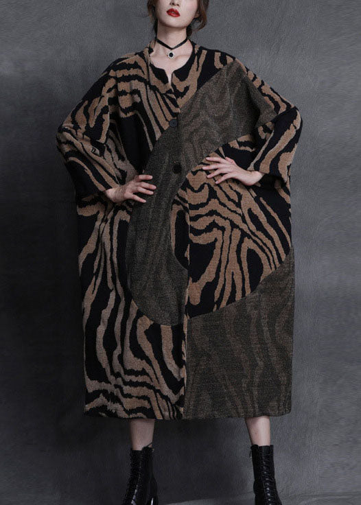 Art Orange Patchwork Button Fall Woolen Coats