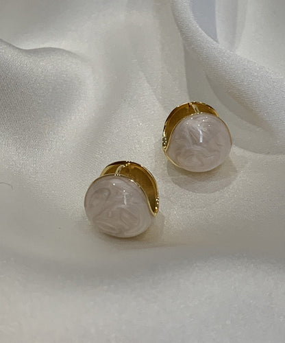 Diy White Sterling Silver Alloy Enamel Stud Earrings