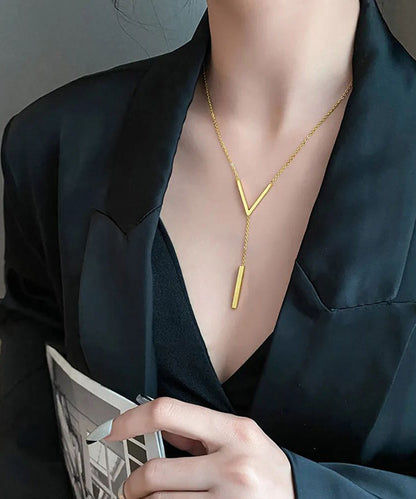 New V-shaped Long Clavicle Gold Colour Chain Neckla