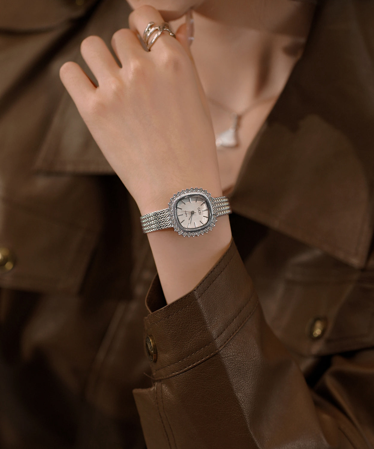 Silk Stainless Steel Tempered Glass Ear of Wheat Watches