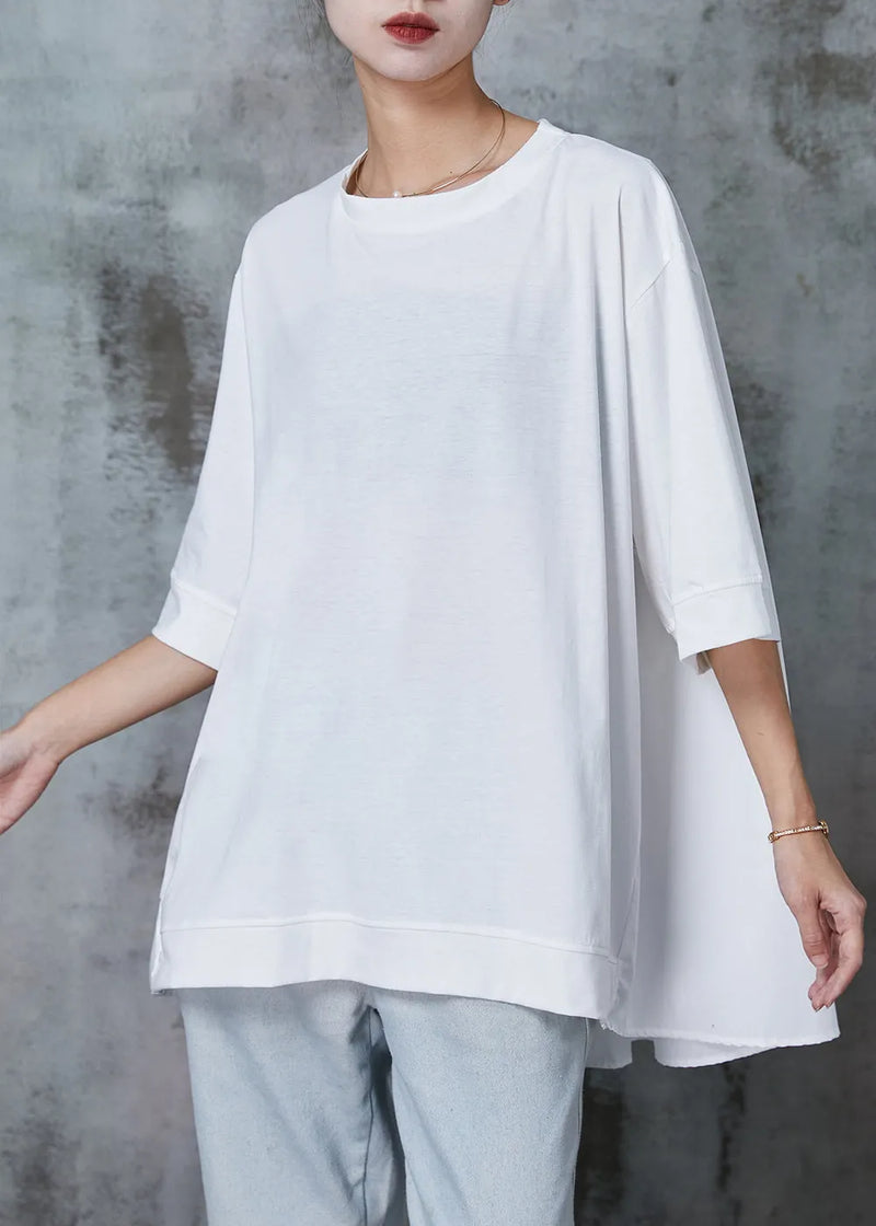 Green Cotton Pullover Sweatshirt Oversized Half Sleeve Summer