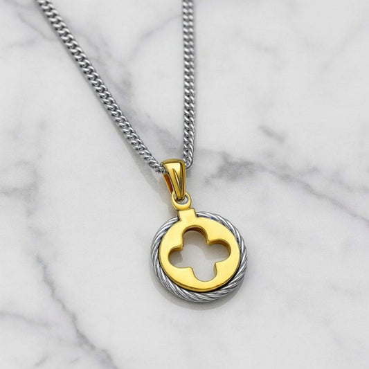 "joyce" Mixed Metal Clover Necklace