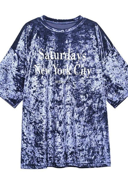 Loose Black Letter Tops Blouses O Neck Loose Spring Top