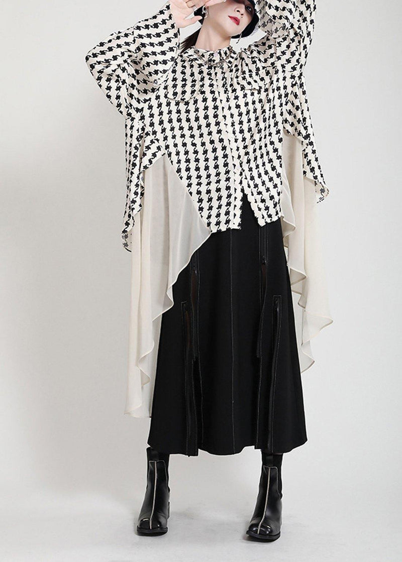 Unique White Print Patchwork Asymmetrical Design Trench Summer