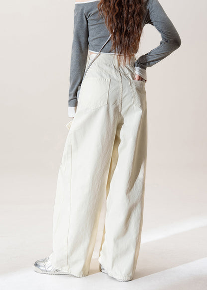 Apricot Pockets Wrinkled Denim Pants Fall