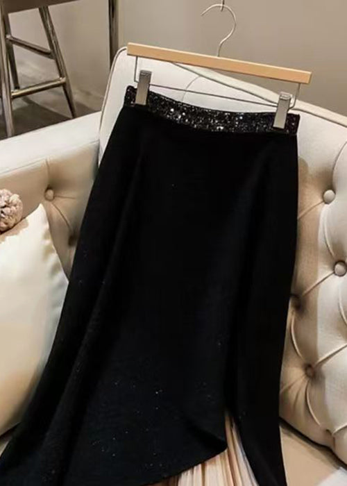 Black Original Design Chiffon Patchwork Skirts Spring