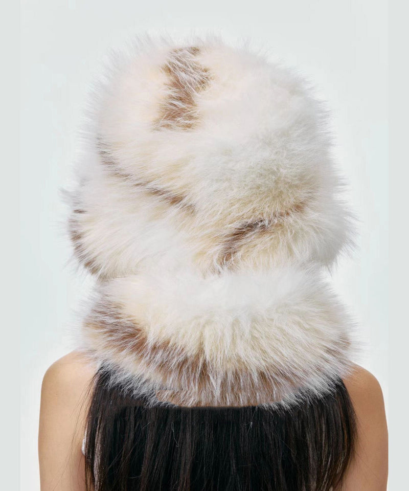 Thick Fuzzy Fur Fluffy Hat and Scarf Two Piece Set