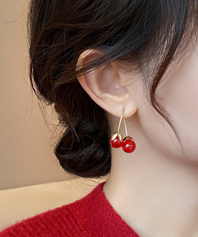 Red Copper Overgild Cherry Drop Earrings