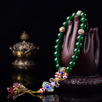 Green Agate Wrist Mala 14mm for Success and Manifestation