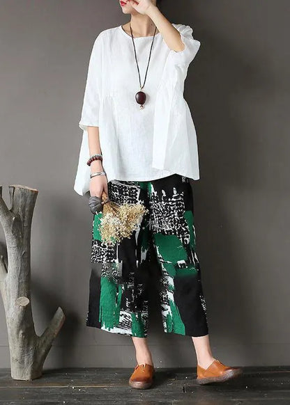 White U Neck Linen Top Summer