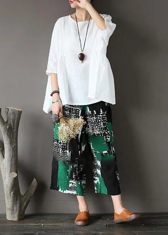 White U Neck Linen Top Summer