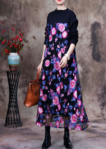 Unique Pink Embroideried Patchwork Lace Long Dress Spring