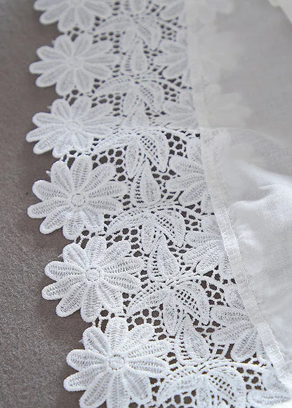 White Button Hollow Out Lace Patchwork Shirt Bracelet Sleeve Summer
