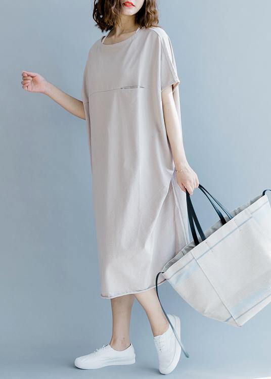 Khaki Short Sleeve Cotton Summer Dresses