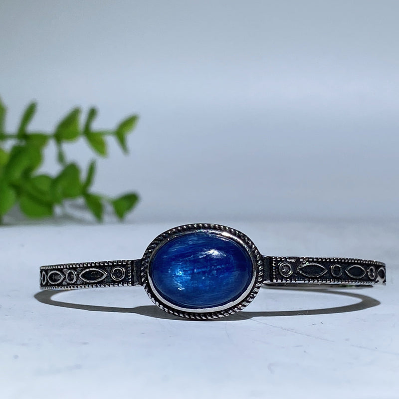 Adjustable Labradorite Crystal Healing Bangle With Dragon Motif