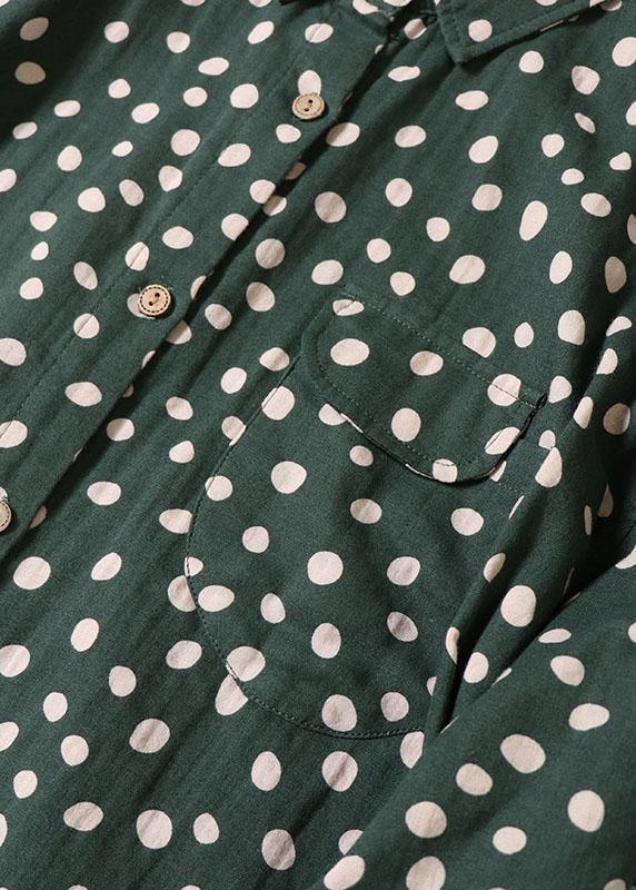 Brown Patchwork Pockets Button Fall Print Dress Long Sleeve
